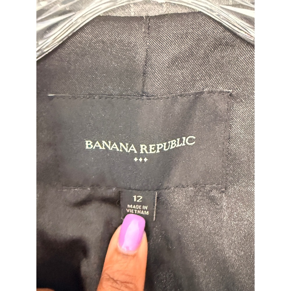 Banana Republic Pinstripe Knit Blazer Women's Gray White Office Career Preppy 12 - Picture 2 of 12